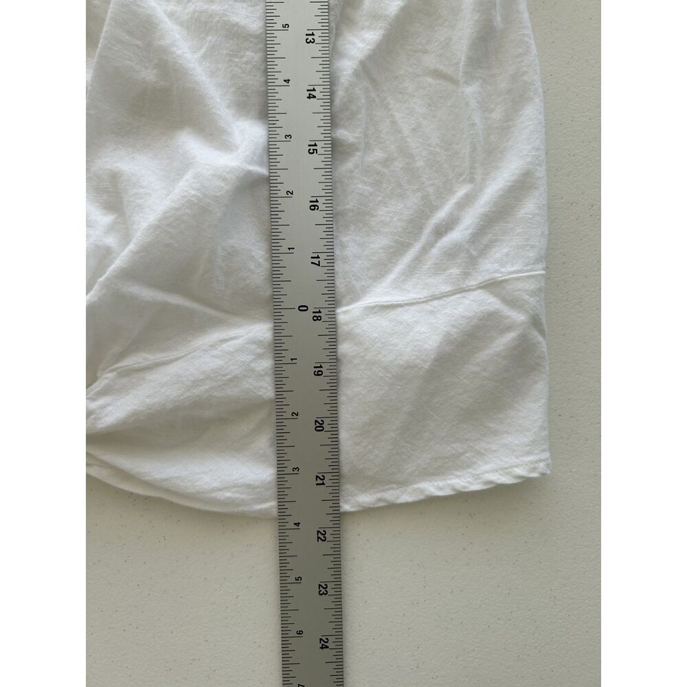 dā-sh White Cotton Roll-Tab Sleeve Front-Knot Button-Down Blouse, Size M - Picture 6 of 9